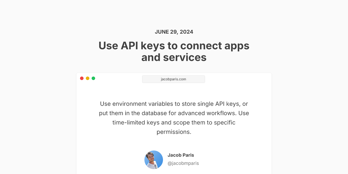 Use API keys to connect apps and services